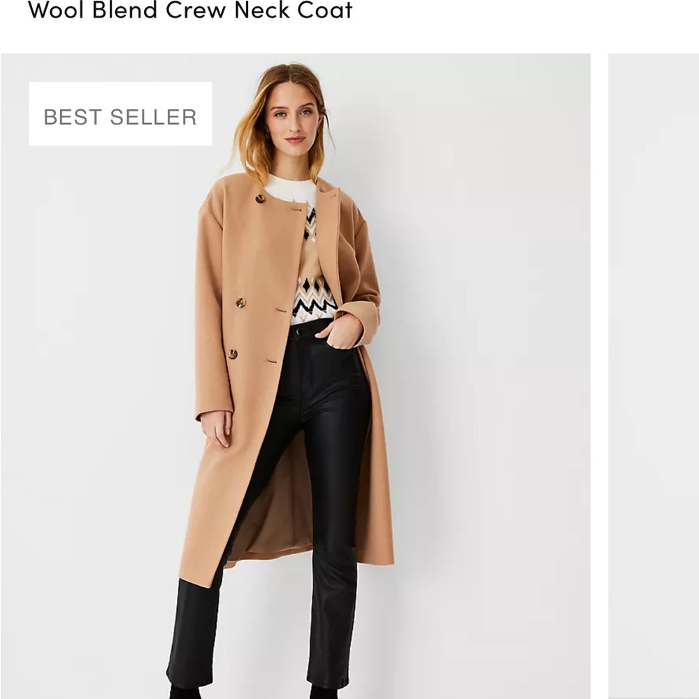 Ann Taylor Petite Tan Wool Blend Coat - like new!